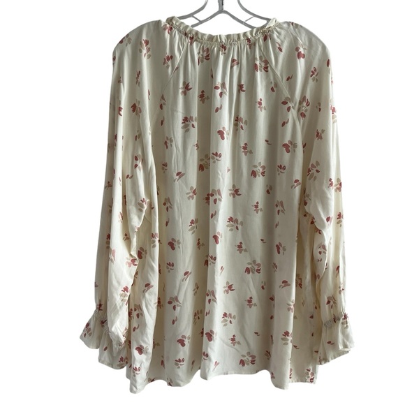 C&C California Peasant floral graphic print blouse, rayon beige boho size 1X - Picture 4 of 8